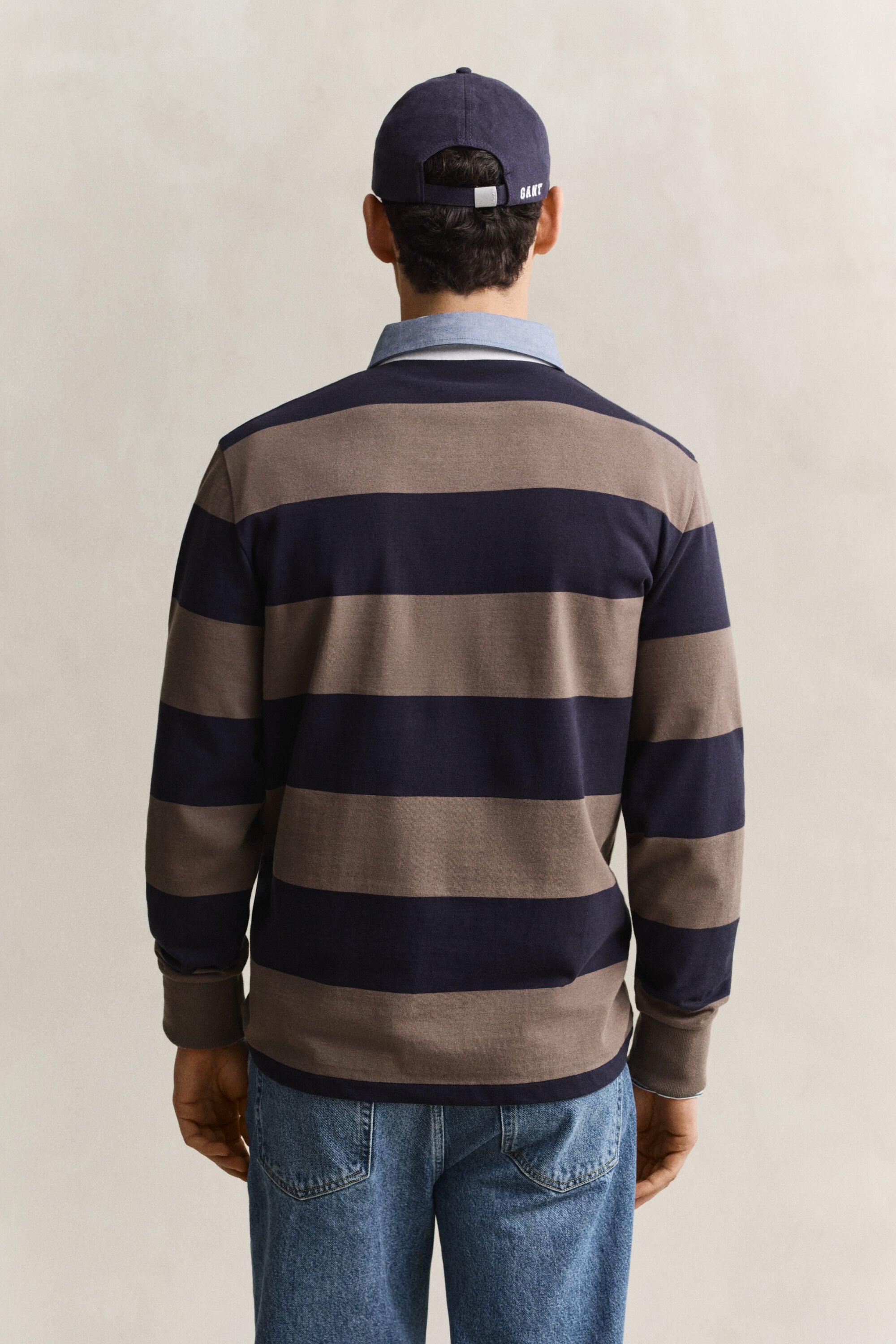 Heavy Rugger a righe con colletto in chambray