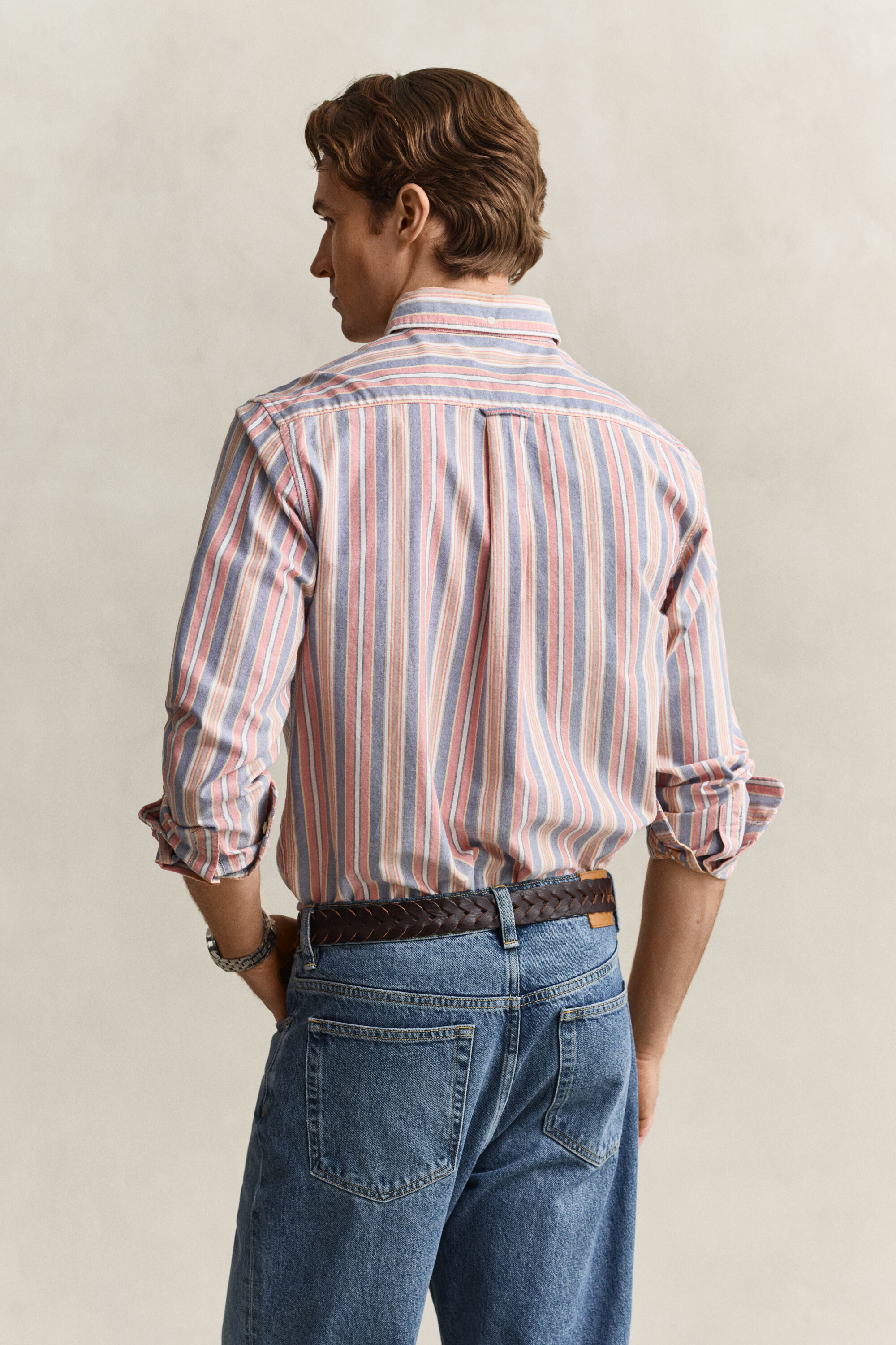 Camicia Oxford classica a righe multicolore