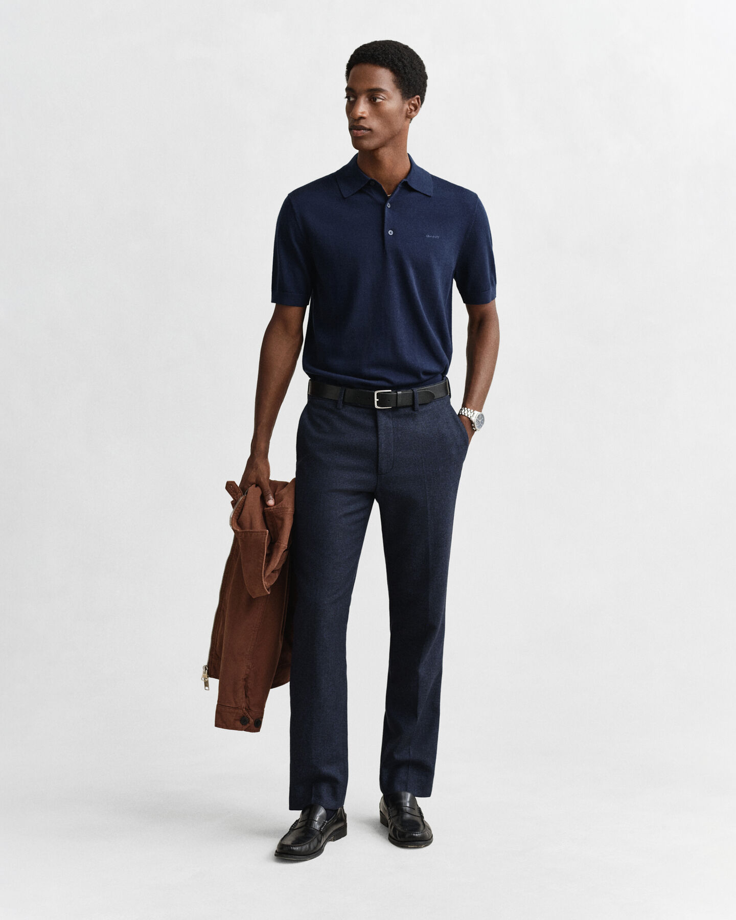 Polo a maniche corte realizzata in pregiata lana merino