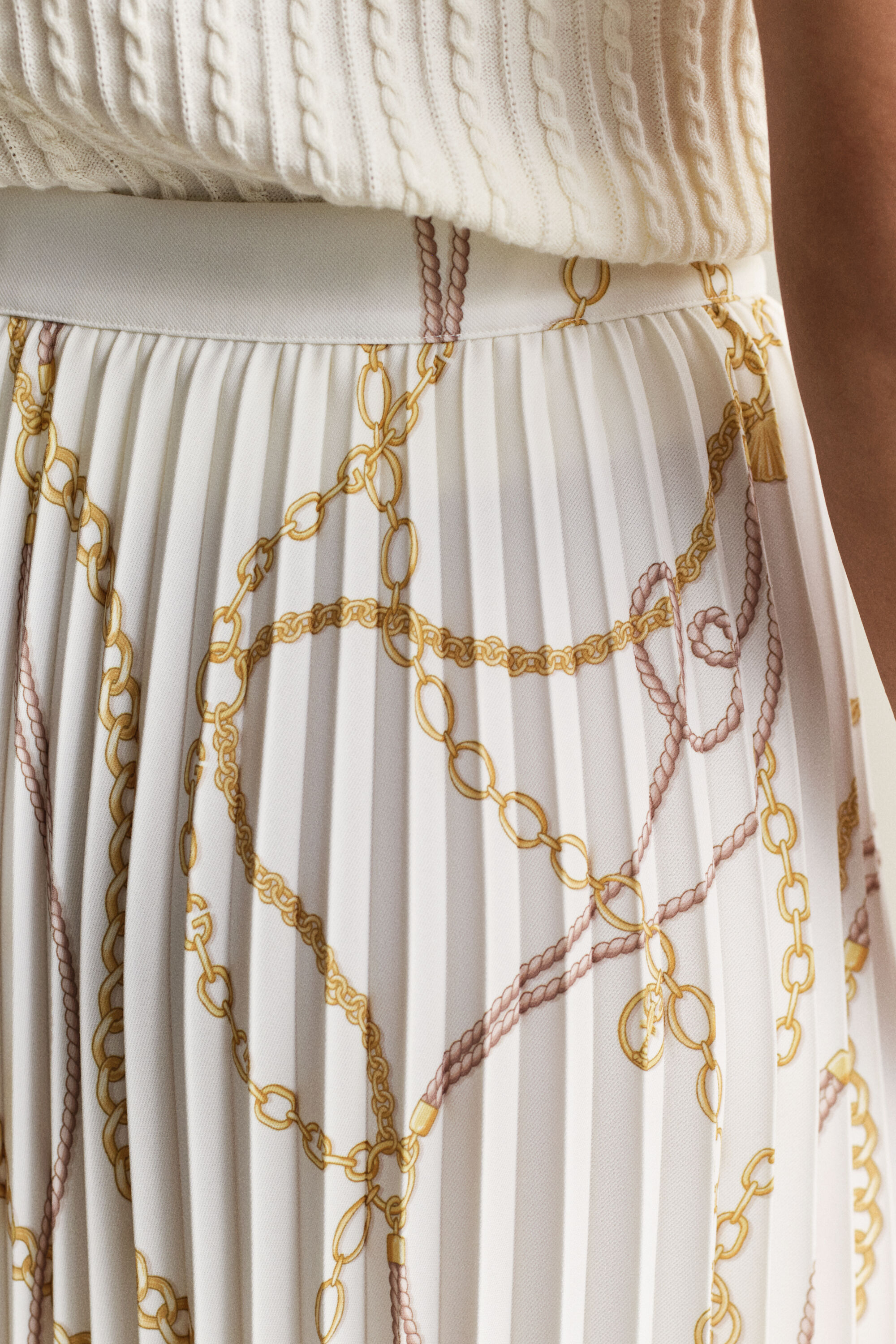 Gonna midi a pieghe con stampa