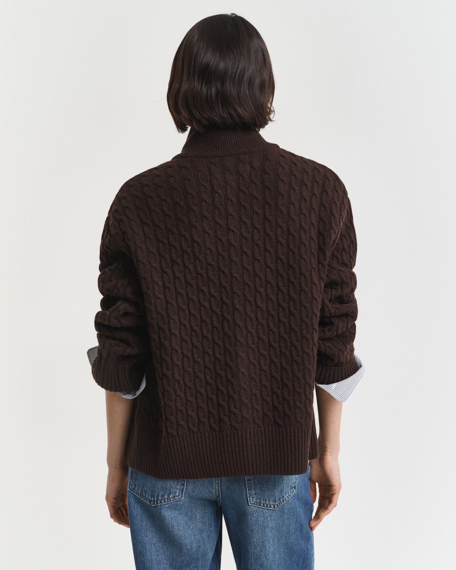 Cardigan con zip lavorato a trecce