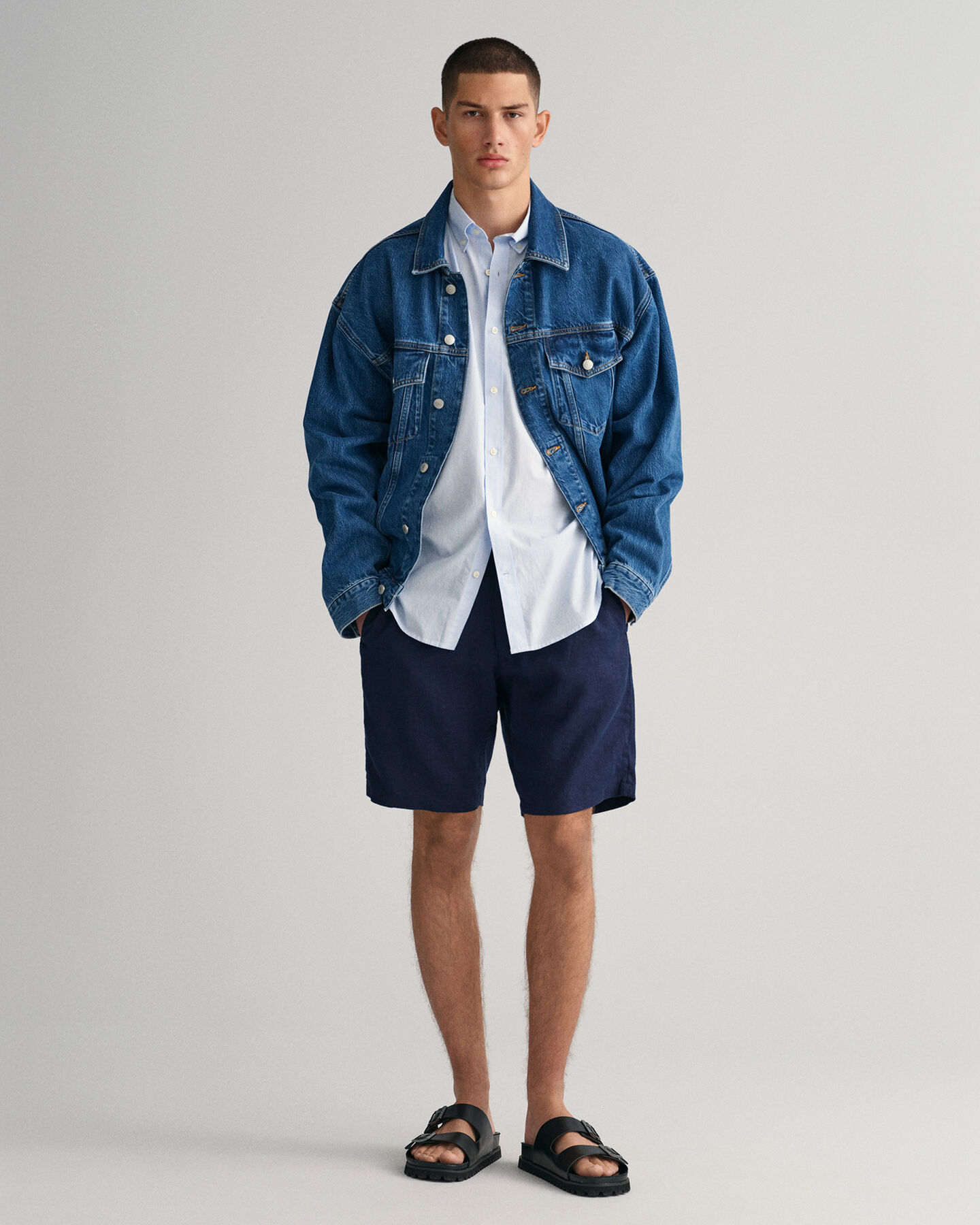 Pantaloncini con coulisse in lino relaxed fit