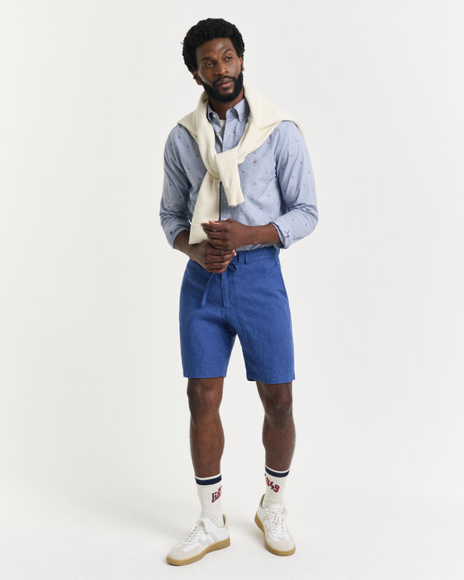 Pantaloncini con coulisse in lino relaxed fit