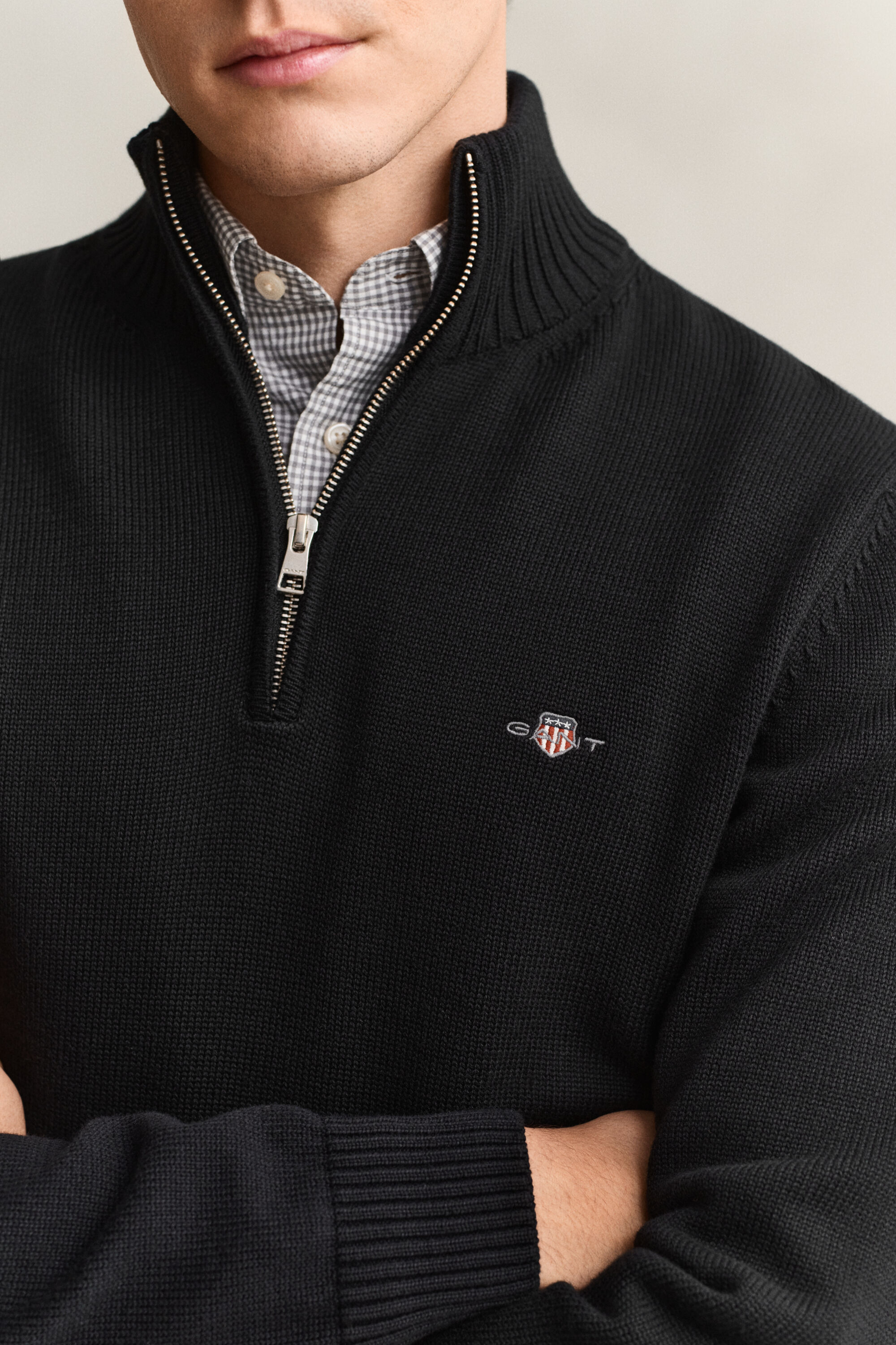 Maglia in cotone casual con zip corta