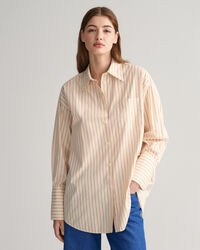 Camicia in popeline a righe e polsini alti oversize