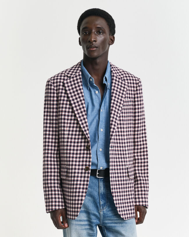 Blazer in misto cotone a quadri regular fit