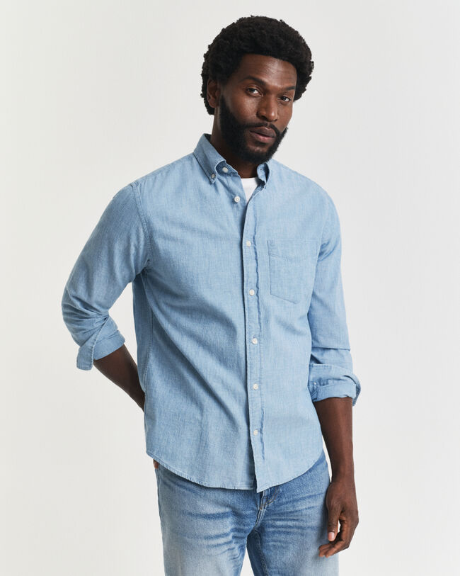 Camicia indaco in chambray regular fit