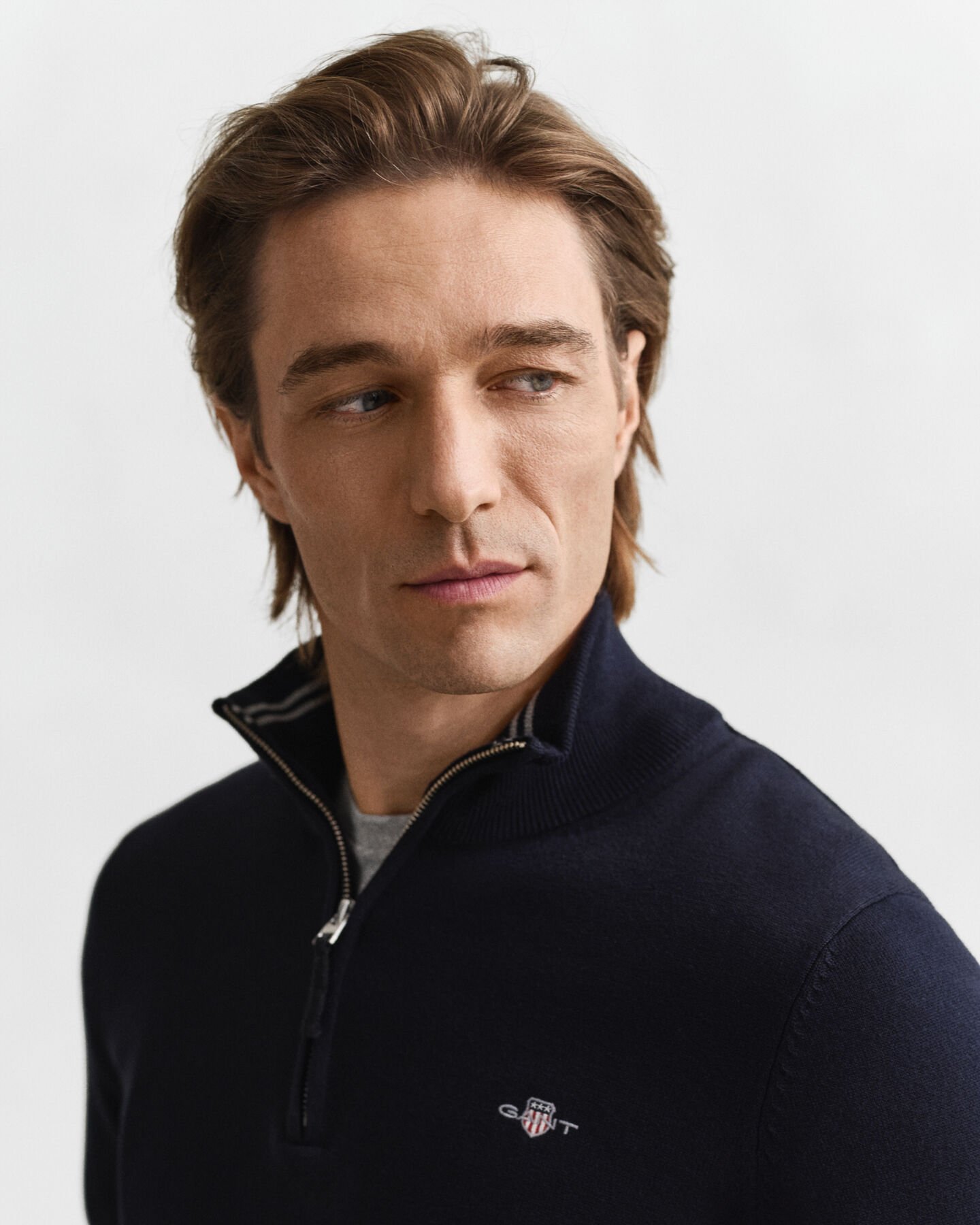 Maglia in cotone classico con zip corta