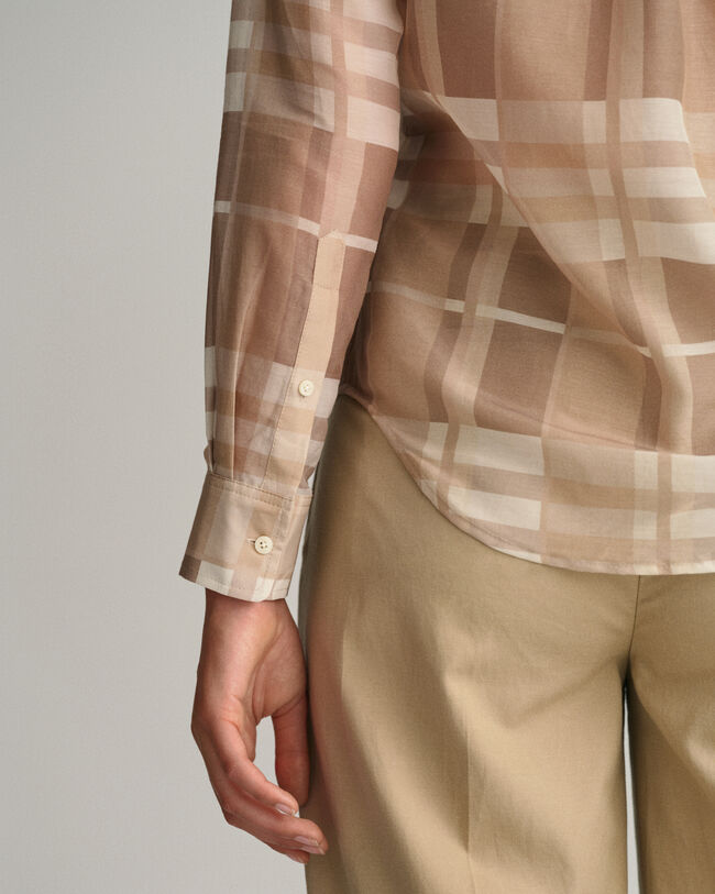 Camicia a quadri in misto cotone-seta regular fit