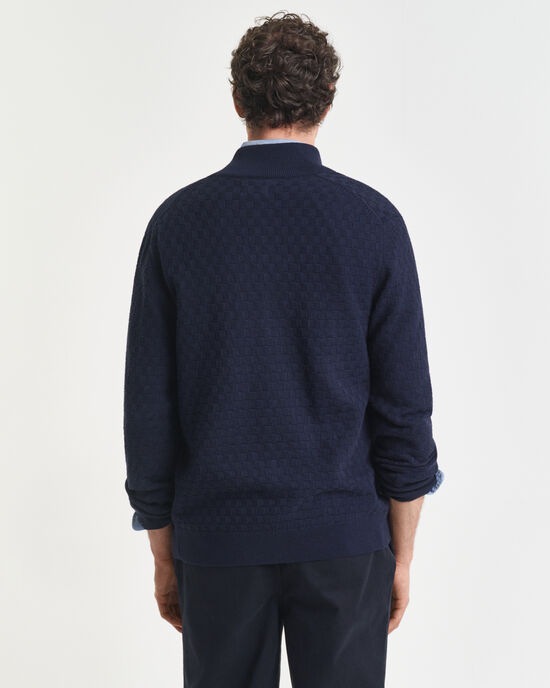 Maglia micro testurizzata con zip