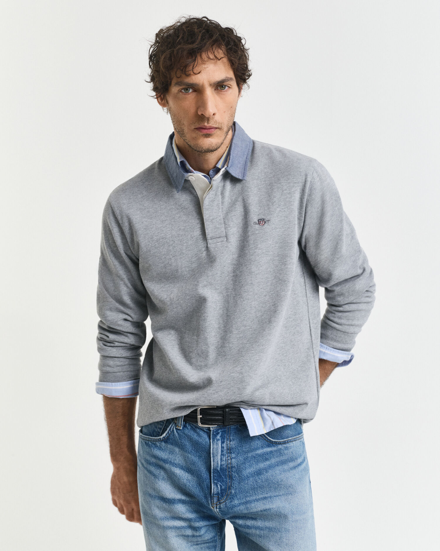 Heavy Rugger con colletto in chambray