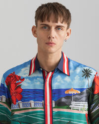 Camicia Scenery in seta a maniche corte relaxed fit