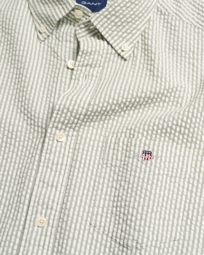 Camicia a maniche corte in seersucker regular fit