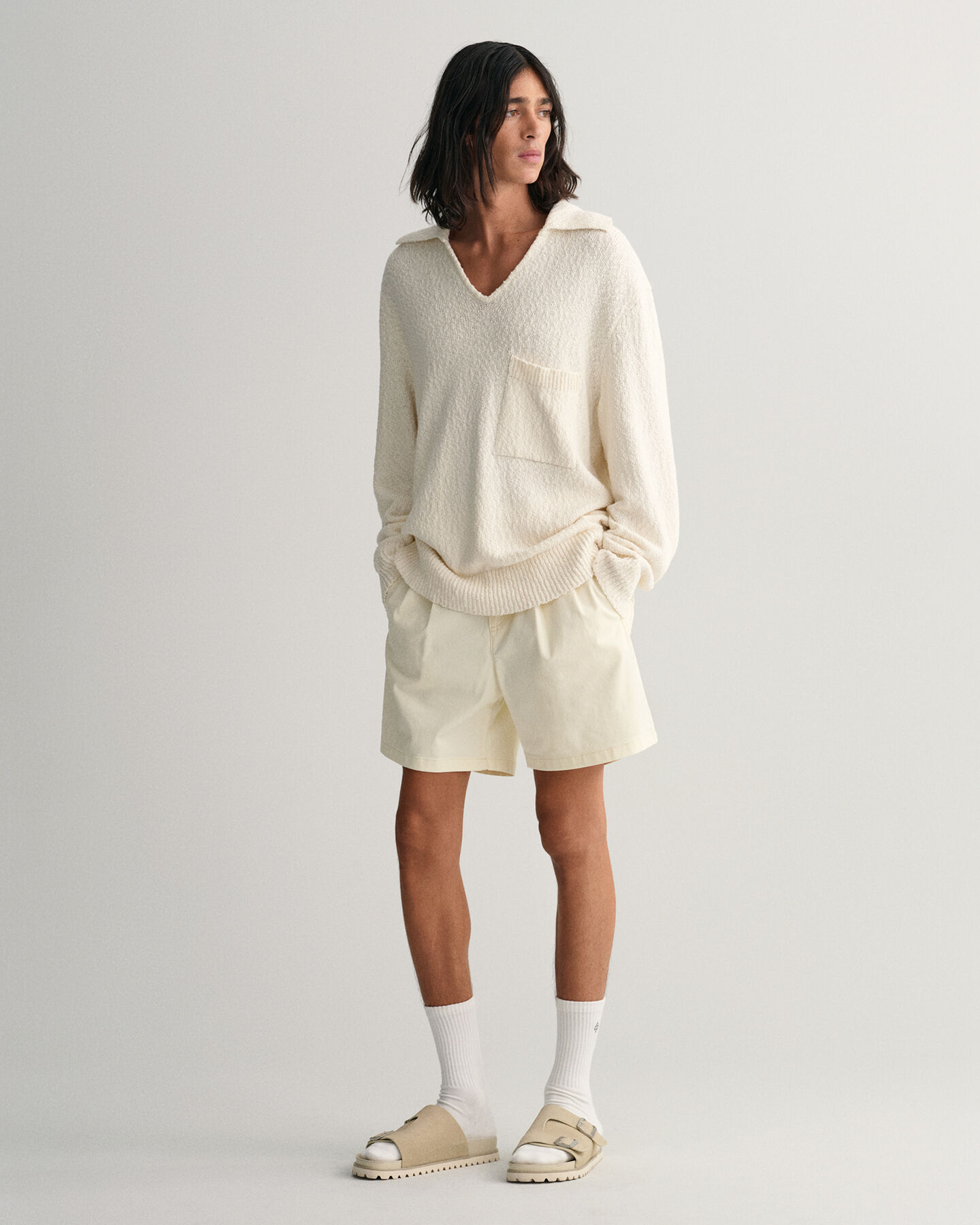 Pantaloncini con pinces relaxed fit