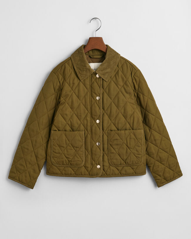 Piumino trapuntato con dettagli in velluto a coste