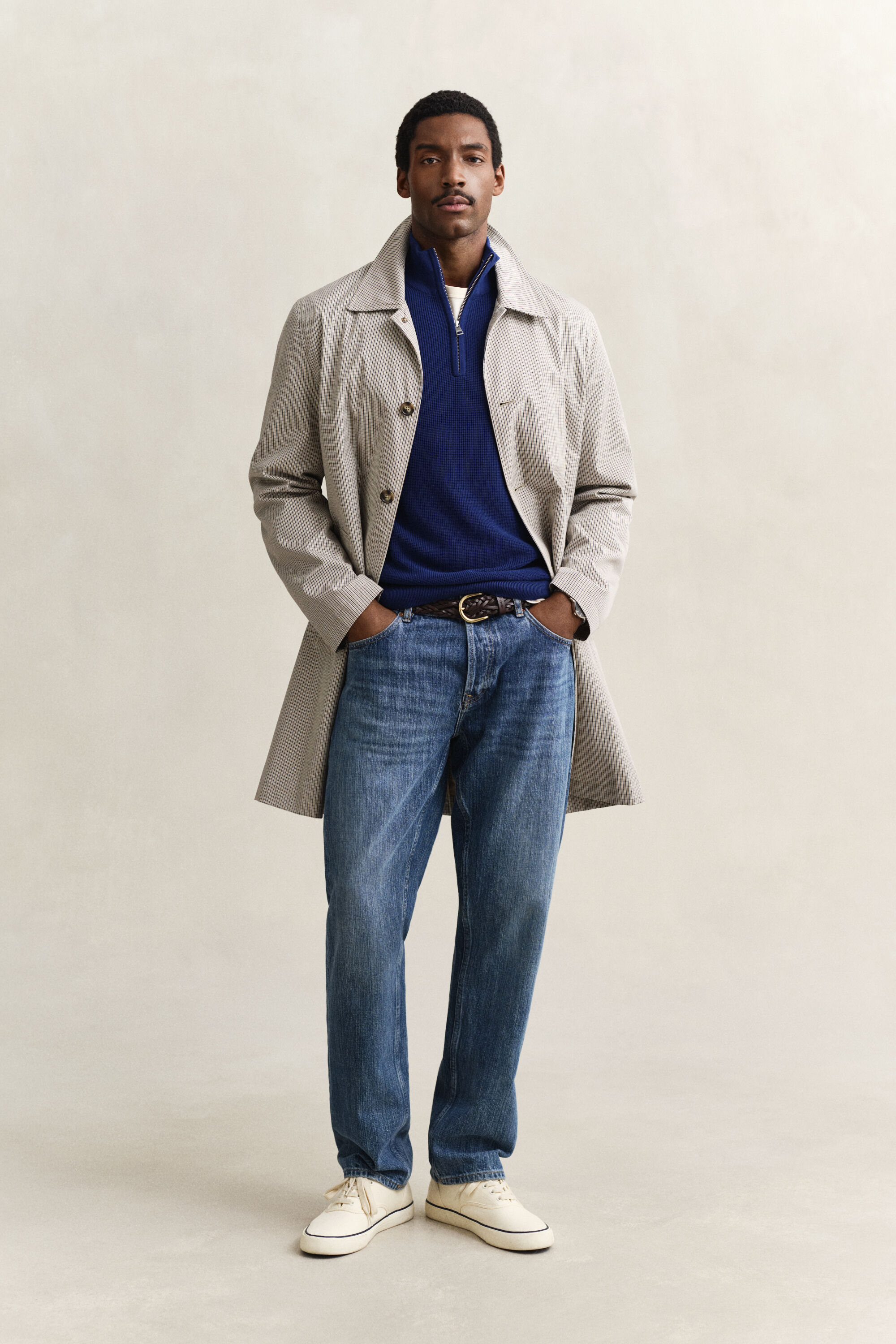 Maglia in cotone testurizzato con zip corta