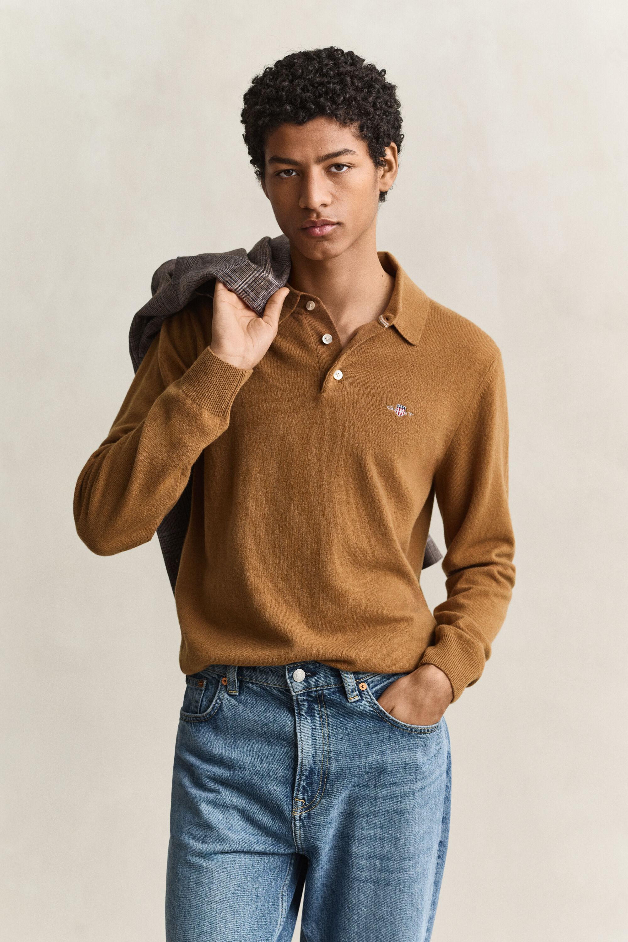 Maglia polo in finissima lana d’agnello