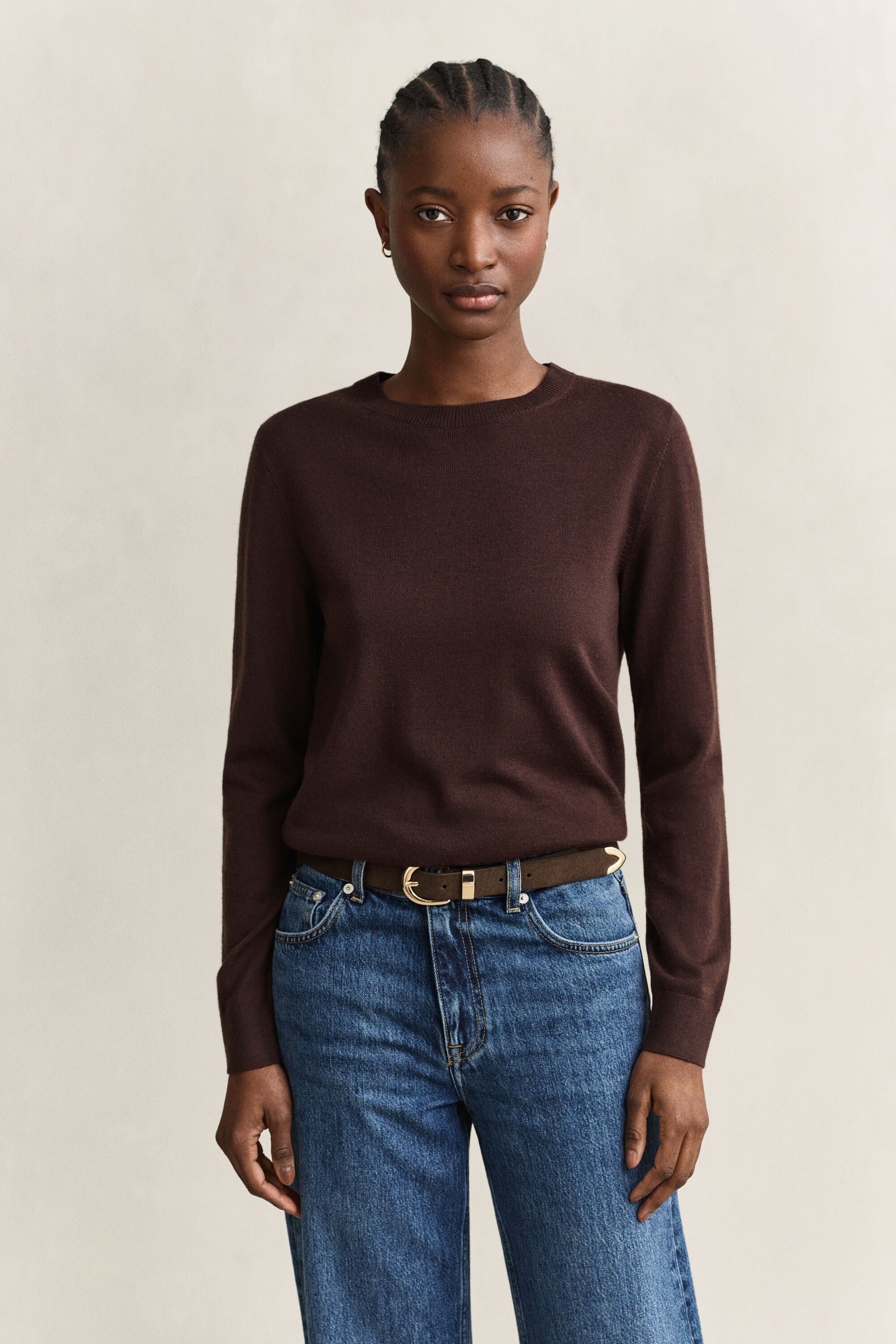 Maglia girocollo in finissima lana merino