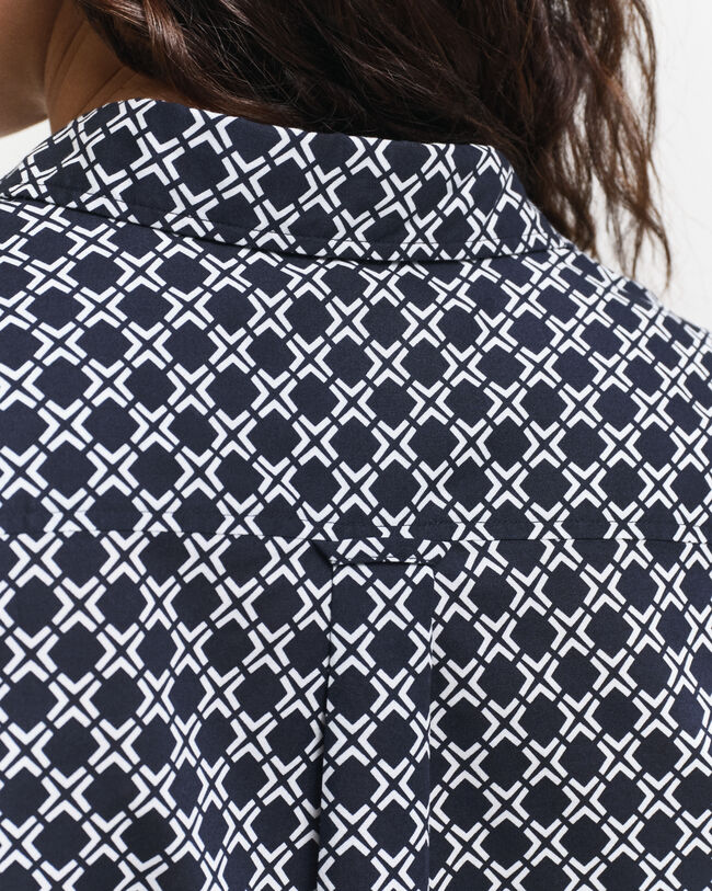 Camicia in voile di cotone con stampa geometrica regular fit