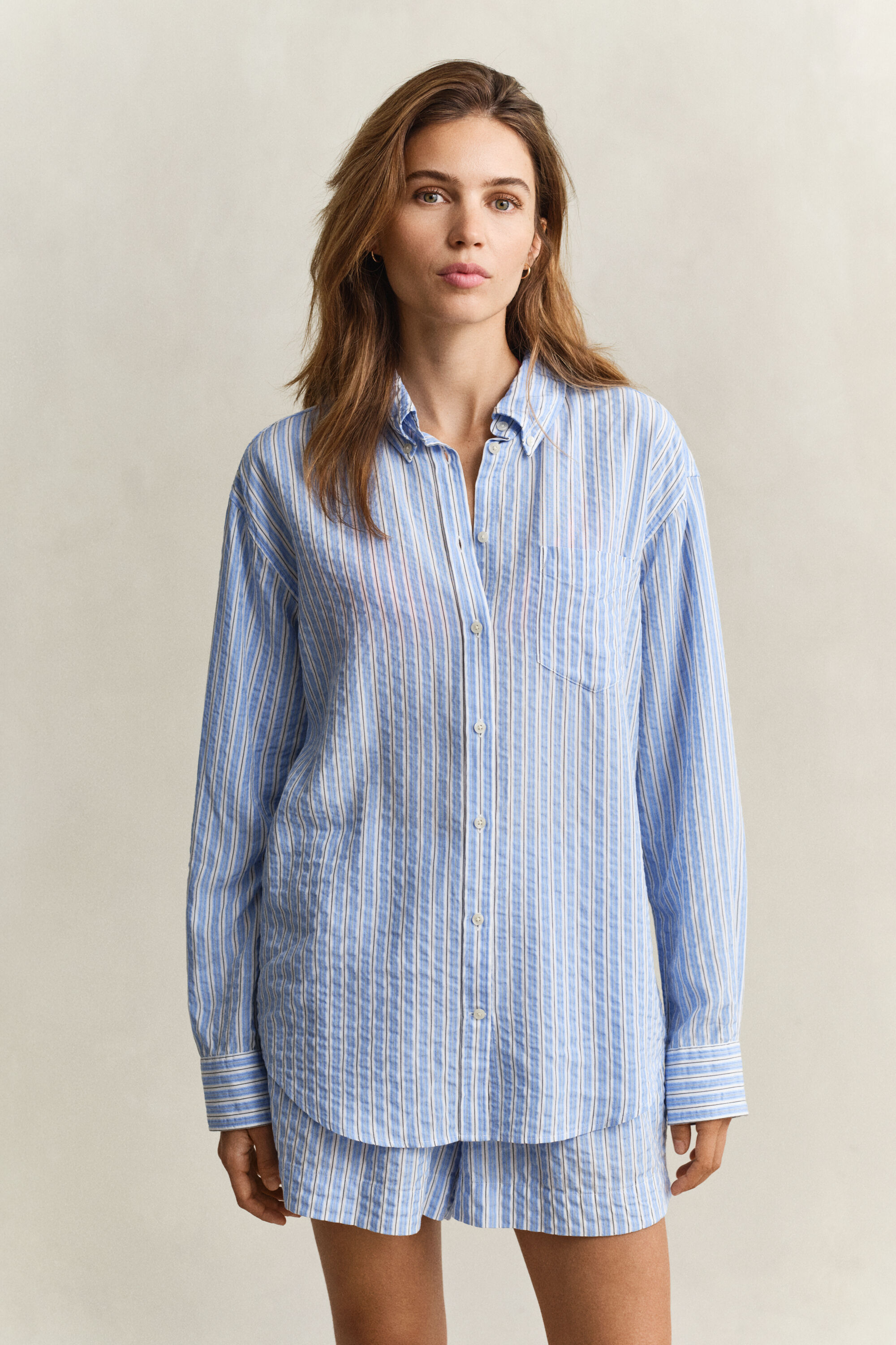 Camicia in seersucker a righe