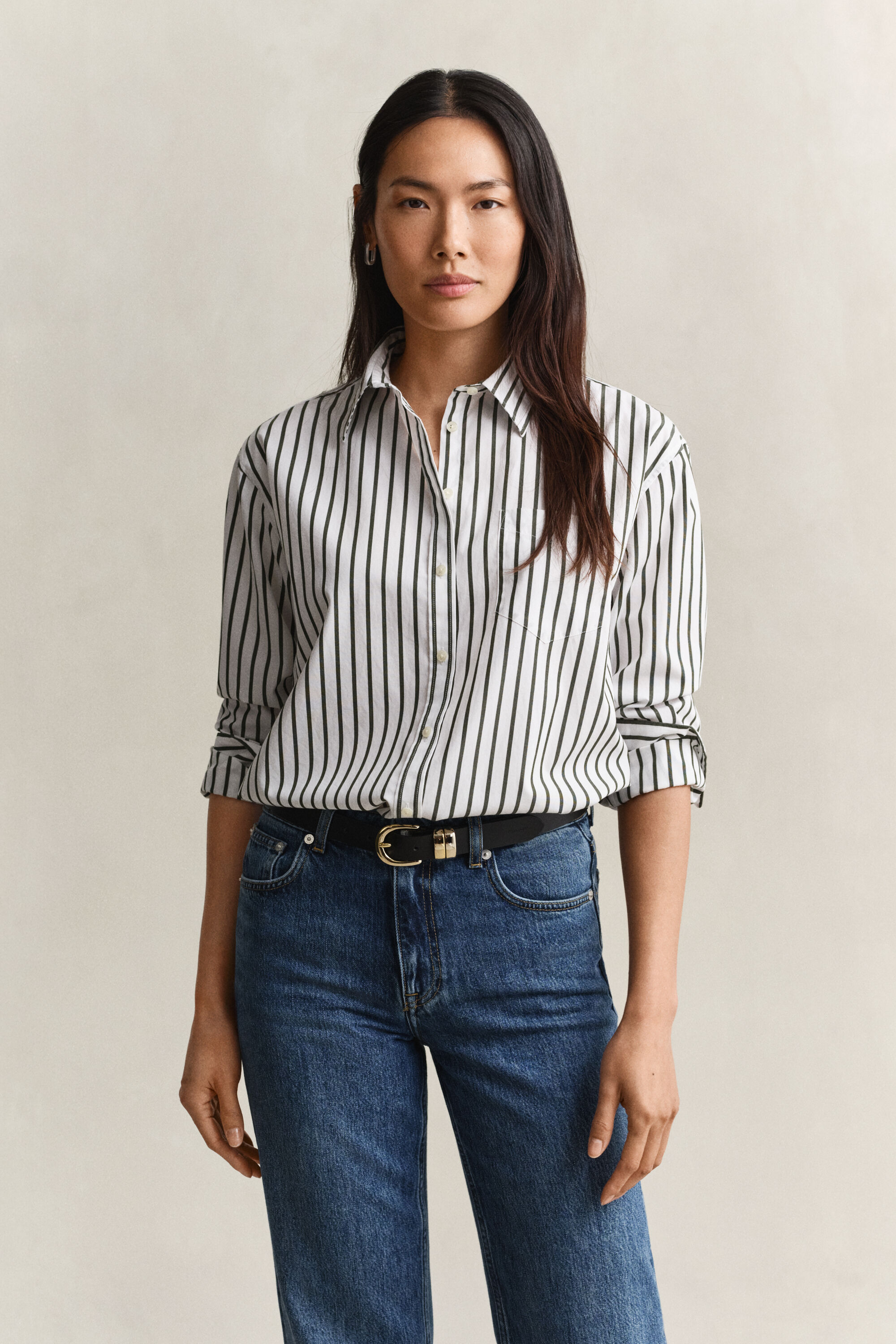 Camicia classica in popeline a righe relaxed fit