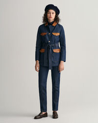Giacca denim con dettagli in pelle
