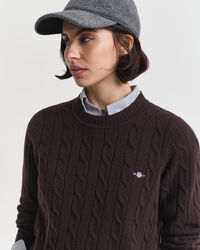 Maglia girocollo a trecce in lana d’agnello