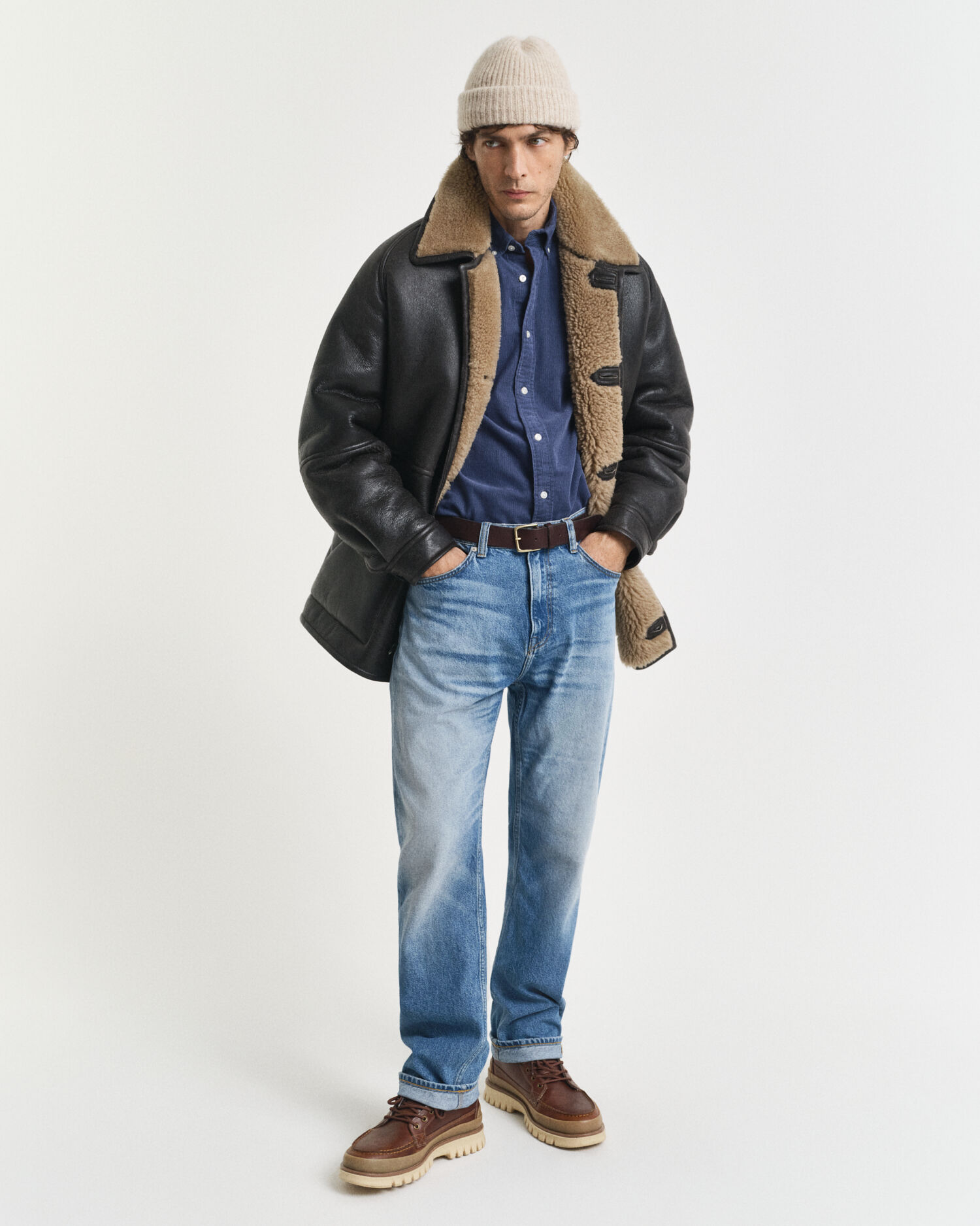 Camicia in cotone e velluto a coste regular fit