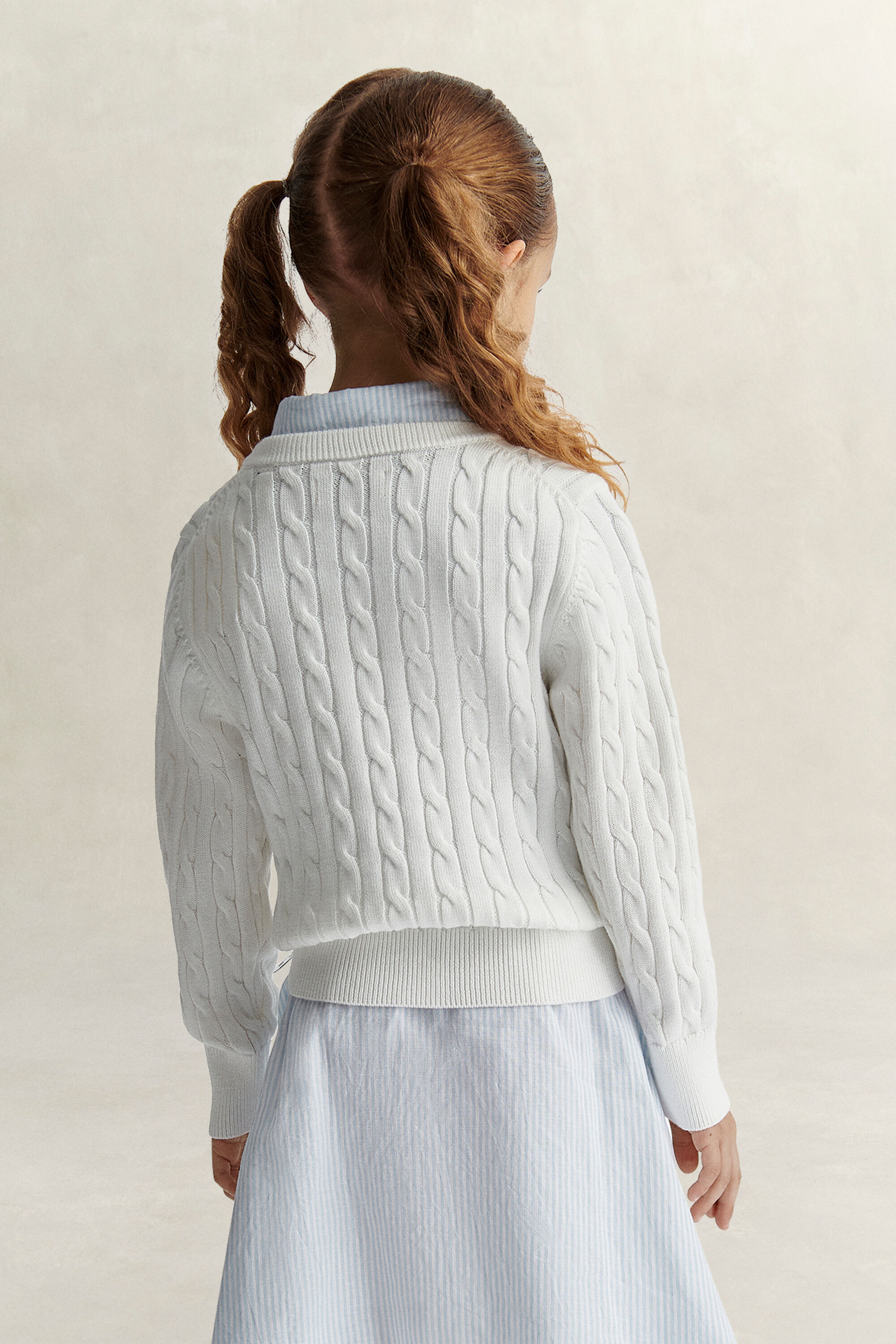 Maglia lavorata in cotone a trecce Shield Girls