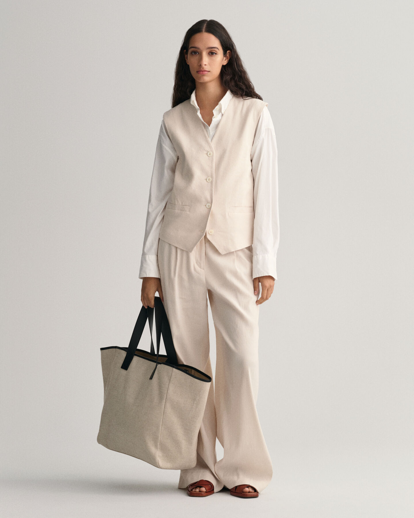 Gilet di lino elasticizzato regular fit