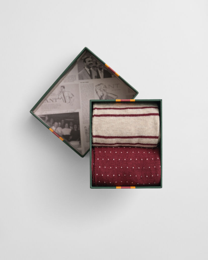 Confezione regalo da 2 paia di calzini a pois e a righe