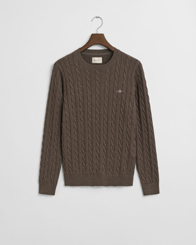 Maglia girocollo in cotone a trecce