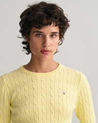 Maglia girocollo in cotone elasticizzato a trecce