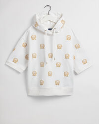 Felpa a maniche corte con cappuccio e ricamo Crest