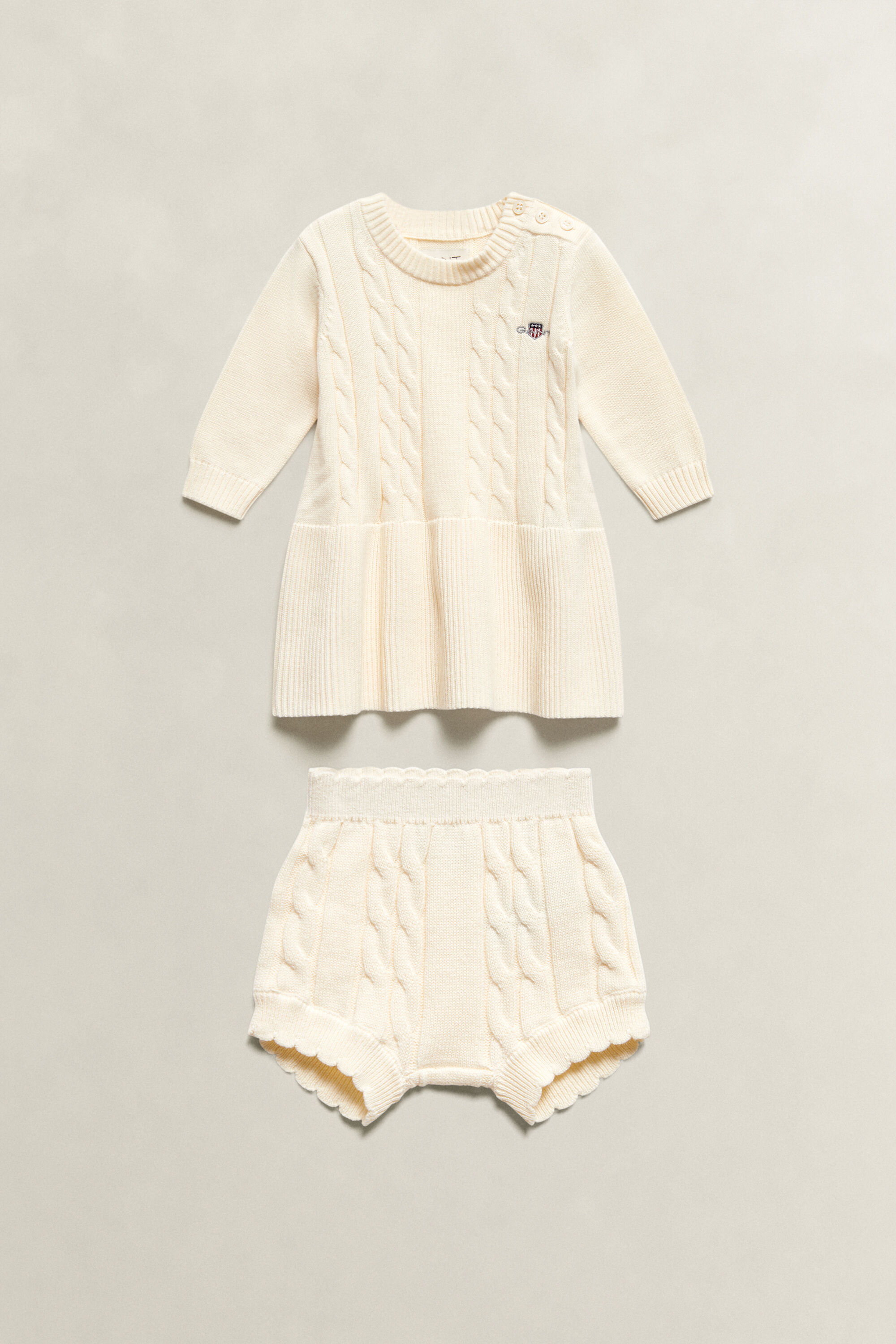 Set di abito in maglia a trecce con calzoncini Baby Girls