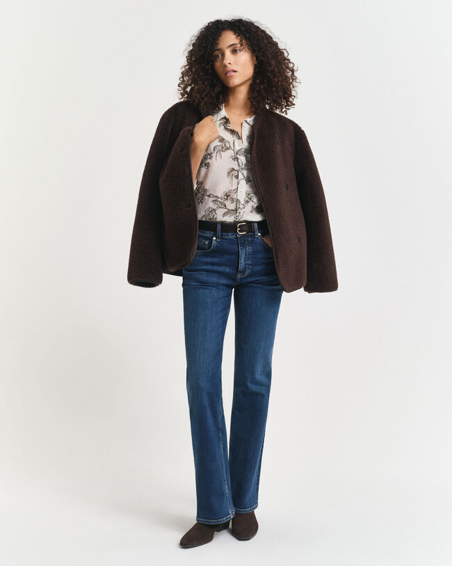 Camicia con stampa di albero in seta e cotone relaxed fit