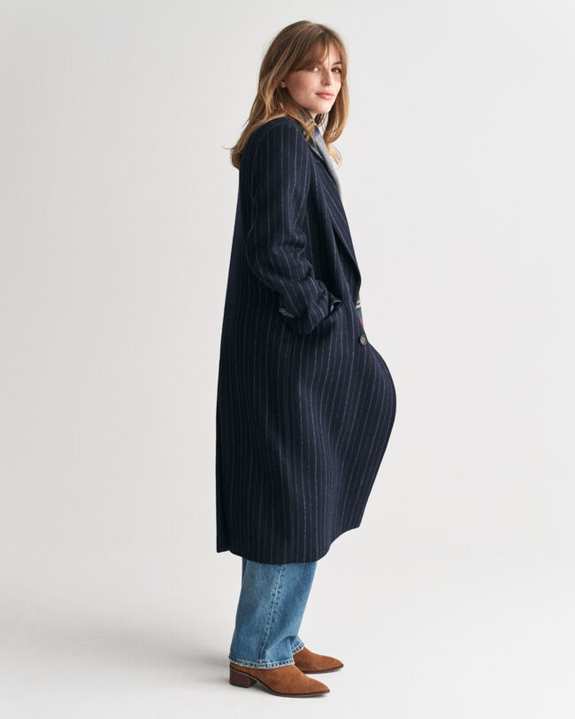 Cappotto gessato in lana