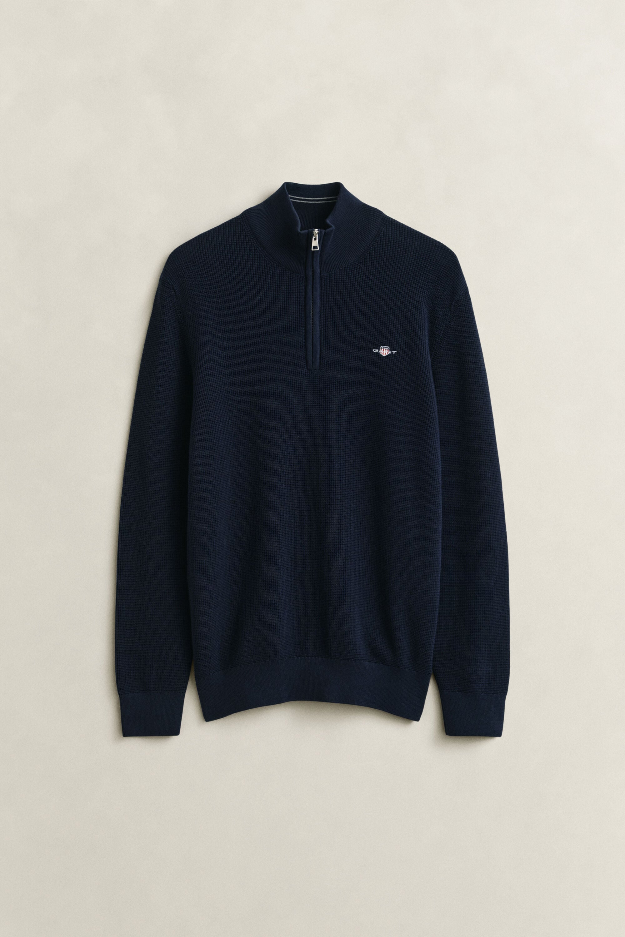 Maglia in cotone testurizzato con zip corta
