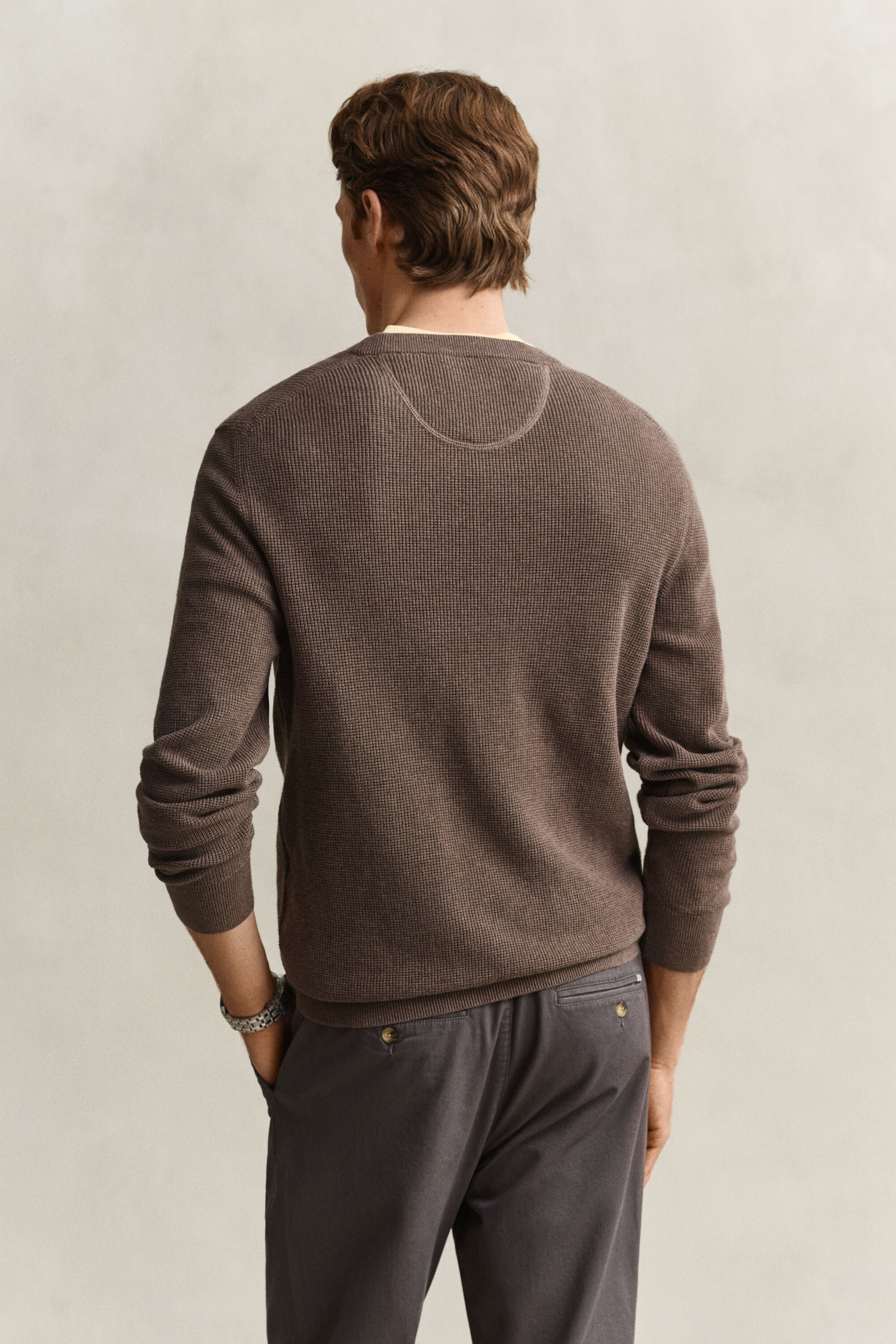 Maglia girocollo in cotone testurizzato