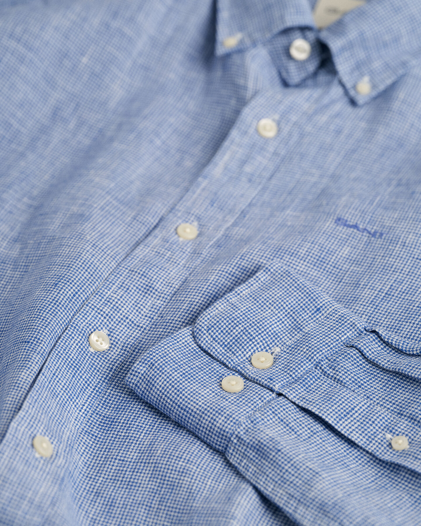 Camicia di lino pied de poule slim fit