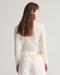 T-shirt Henley a maniche lunghe a coste