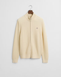 Cardigan con zip in cotone testurizzato