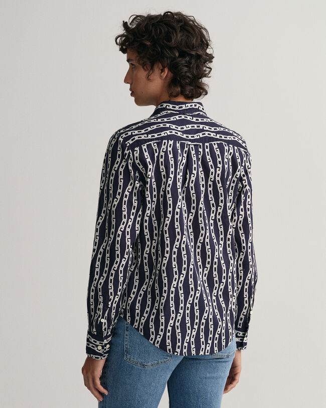Camicia in voile di cotone con stampa a catena regular fit