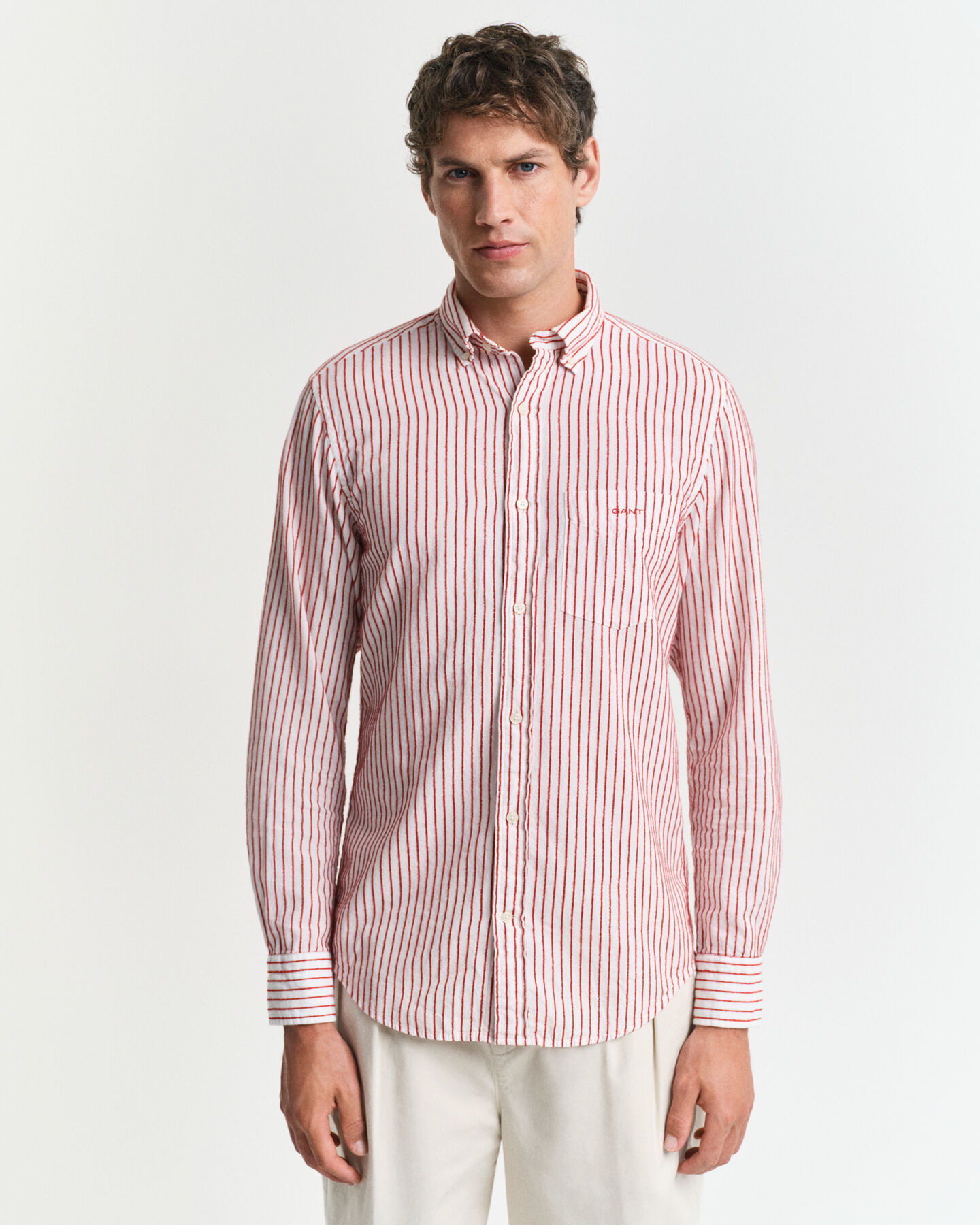 Camicia a righe testurizzata regular fit