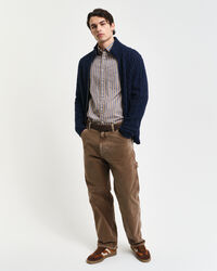 Cardigan con zip lavorato a trecce