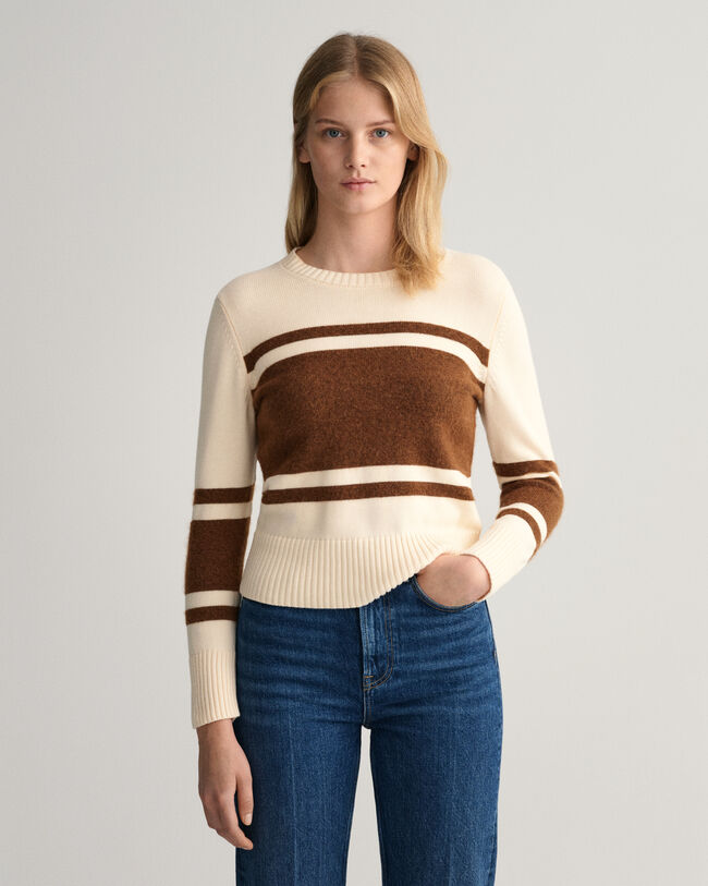 Maglia girocollo a righe larghe