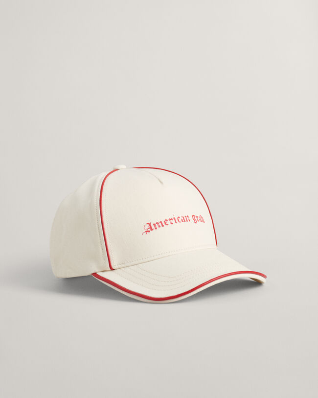 Cappellino in tela profilata in pelle