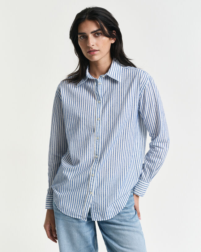 Camicia testurizzata a righe relaxed fit