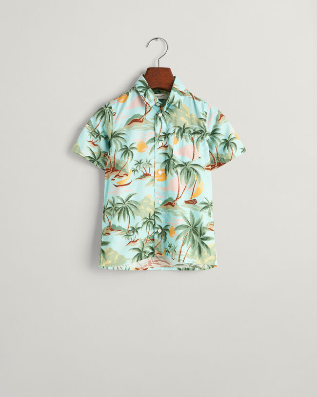Camicia a maniche corte in cotone Palm Print Kids