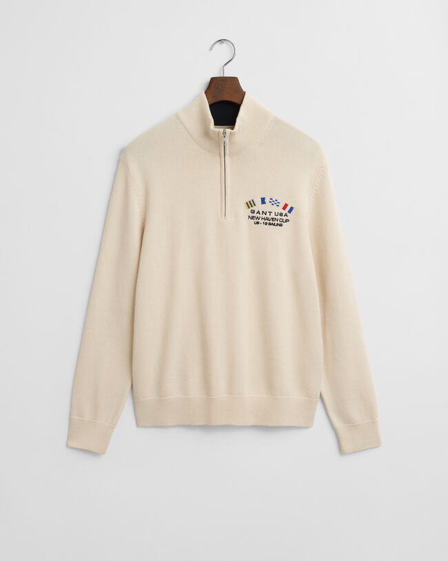 Maglia con zip corta Nautical e bandiere